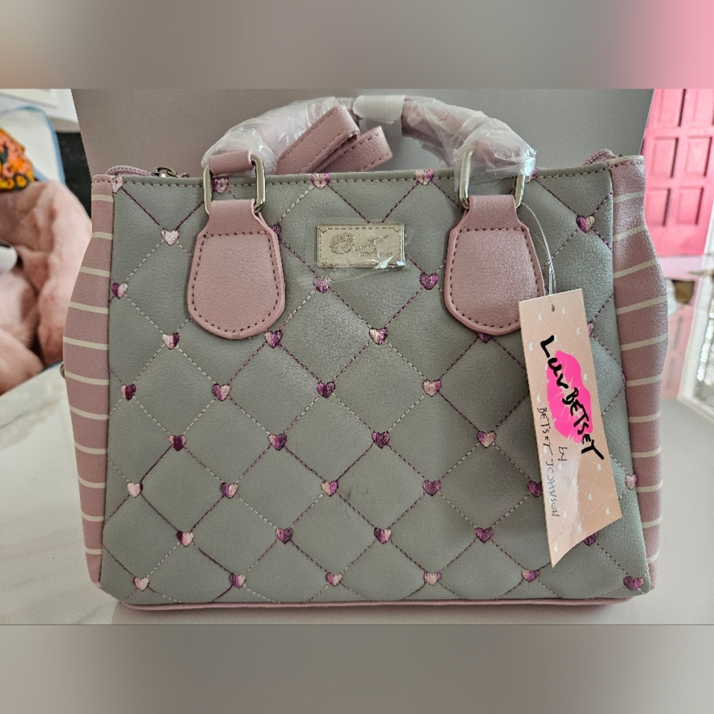 Pink and Gray Quilted Handbag